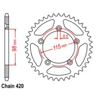 Supersprox Rear Sprocket Steel 11-KMX-xx (420)
