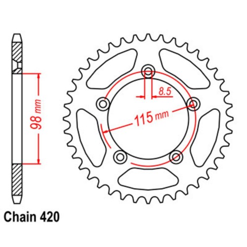 Supersprox Rear Sprocket Steel 11-KMX-xx (420)