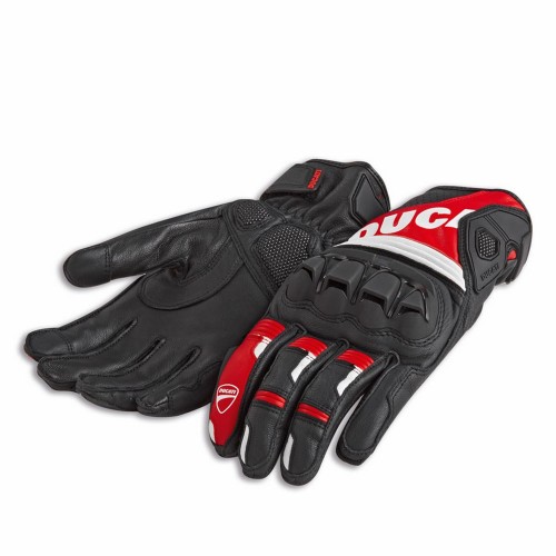 Ducati Sport C4 Fabric-Leather Gloves Black/Black/Red