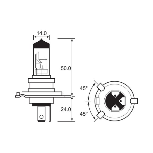 Bulb - Halogen -  12V 60/55W H4 P43T-38